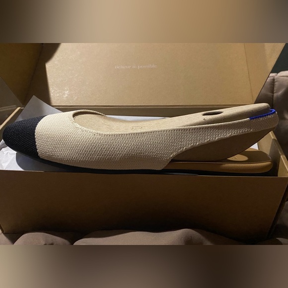 ROTHYS almond slingback flats cap toe 9.5 dressy shoes - Picture 6 of 7